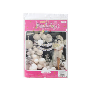 Balónky set Happy Birthday Silver&White(10/bal 100/krt)