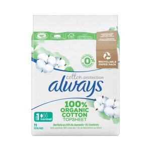 Always Vložky Organic Normal Cotton 11ks (10/krt)