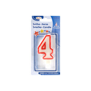 Dortová svíčka číslo 7,5cm "4" (12/bal 720/krt)