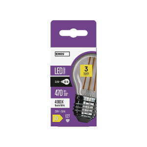 Emos Žárovka Led Filament Mini GL 3,4W E27 NW (10/bal 60/krt)