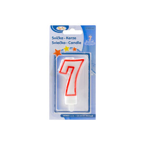 Dortová svíčka číslo 7,5cm "7" (12/bal 720/krt)