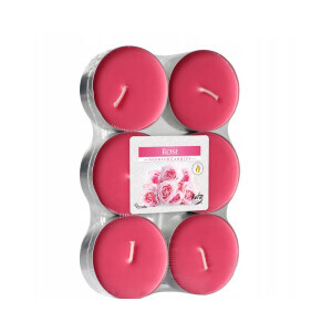 Bispol Svíčka čajová Maxi 6ks Rose (6/krt)