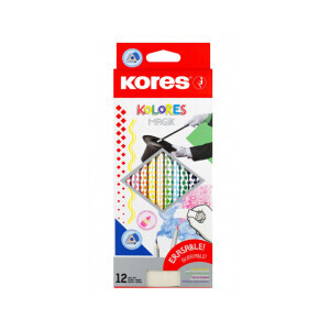 Kores Pastelky ergo Kolores Magik 12ks gumovací vč. Pryže (12/bal 96/krt)