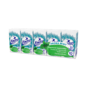 Linteo Papír.kapesníčky 10x10 3-vrstvý Mint (24/krt)