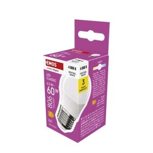 Emos žárovka led 6,5W(30W) mini globe E27 NW (10/bal 40/krt)
