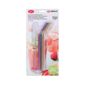 Brčka nerez 4ks s čistícími kartáčky mix Color (24/krt)