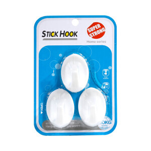 Háček samolepicí White 3ks ovál (12/bal 168/krt)