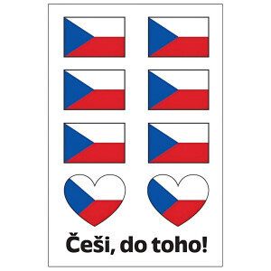 Tetovací obtisky 8,5x13cm vlajky Češi,do toho! (1008/krt)