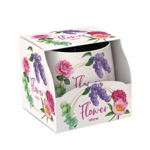 Santo 100g svíčka ve skle Flower Show(12/krt)