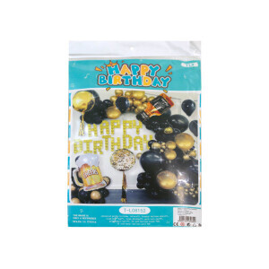 Balónky set Happy Birthday Black&Gold (10/bal 100/krt)