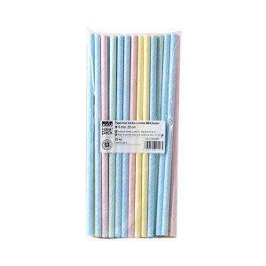 Slámky papírové 0,8*25cm Jumbo 25ks mix (128/krt)