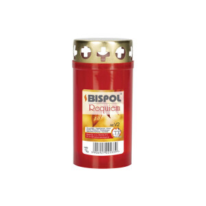 Bispol Svíčka hřbitovní olejová s víčkem Requiem 1,5dni/90g Red (20/krt)
