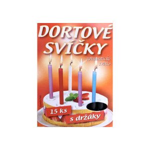 Dortové svíčky 9,5cm/15ks +stojan (30/krt)