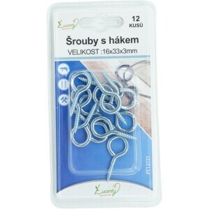 Šrouby s hákem 16*33*3mm/12ks (24/bal 288/krt)