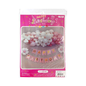 Balónky set Happy Birthday Pink&White(10/bal 100/krt)