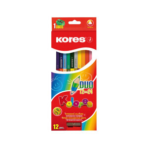 Kores Pastelky ergo Kolores Duo 12ks s ořezávátkem (12/bal 96/krt)