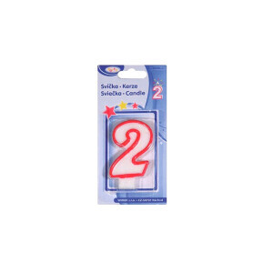 Dortová svíčka číslo 7,5cm "2" (12/bal 720/krt)