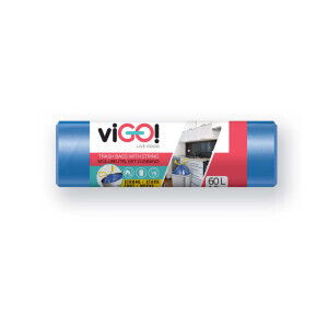 viGO! Pytel odpad. Zatahovací HDPE 60l/10ks Blue (28/krt)
