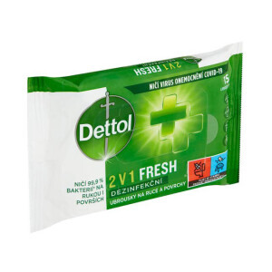 Dettol Vlh.ubrousky 15ks 2v1 na ruce a povrchy (9/krt)