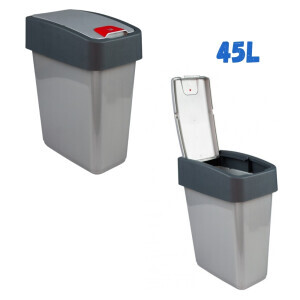 Odpadkový koš+víkem stříbrná 45L(4/krt)