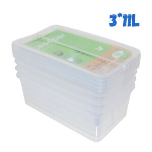 Úložný box+Otočný ventilační vík set 3x11L průhl.(3/krt)