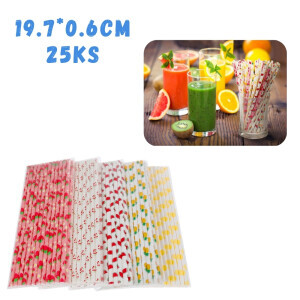 Slámky papírové 19,7*0,6cm/25ks (12/bal 600/krt)