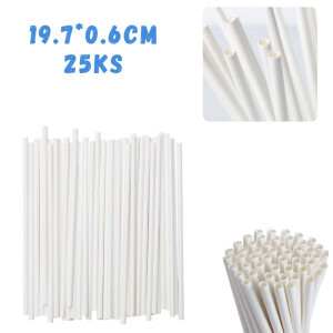 Slámky papírové 19,7*0,6cm/25ks (12/bal 600/krt)
