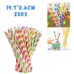 Slámky papírové 19,7*0,6cm/25ks (12/bal 600/krt)
