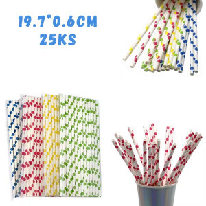 Slámky papírové 19,7*0,6cm/100ks (10/bal 100/krt)
