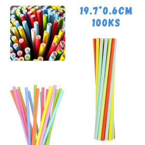Slámky papírové 19,7*0,6cm/100ks (10/bal 100/krt)