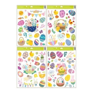 Velikonoční okenní fólie 30*42cm nálada s glitry nálada (80/bal 240/krt)
