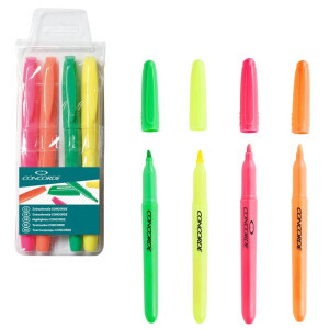 Concorde Zvýrazňovač zkosený hrot 1-4mm závěs sada 4ks (12/bal 288/krt)