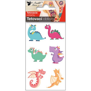 Tetovací obtisky 10,5x6cm barevní dinosauři (250/bal 2000/krt)
