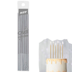 MFP Dortové svíčky 6ks 14cm stříbrné (60/krt)