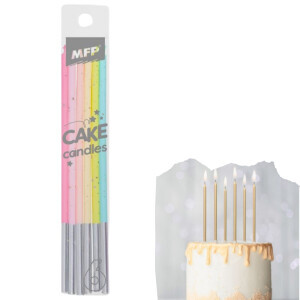 MFP Dortové svíčky 6ks 14cm duhové (60/krt)