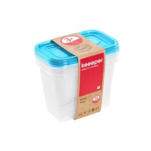 Set dóz na potraviny 3x1L modrá-průhl.(6/krt)
