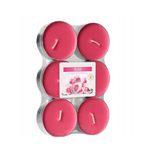 Bispol Svíčka čajová Maxi 6ks Rose (6/krt)