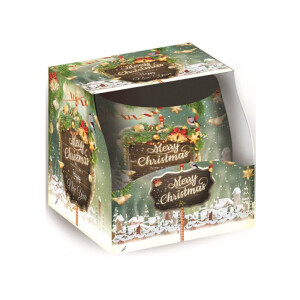 Santo 100g svíčka ve skle Merry Christmas Green (12/krt)