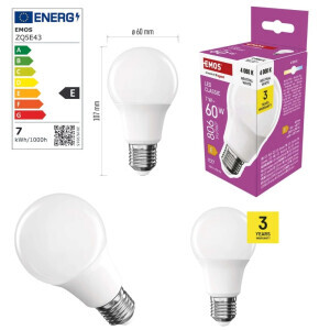 Emos Žárovka Led CLS A60 7W 806lm E27 NW (10/bal 20/krt)