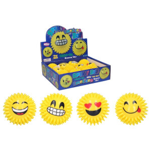 Mačkací Míček úsměv s bodlinami pískací svítící 7cm (12/bal 288/krt) 