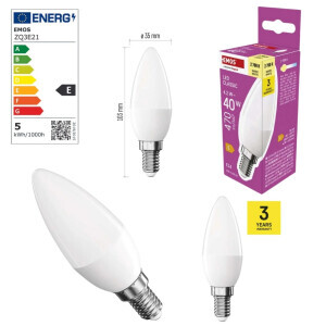 Emos Žárovka Led CLS candle 4,2W 470lm E14 WW (10/bal 60/krt)