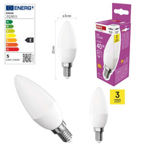 Emos Žárovka Led CLS candle 4,2W 470lm E14 NW (10/bal 60/krt)