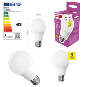 Emos Žárovka Led CLS A60 5,8W 645lm E27 NW (10/bal 20/krt)