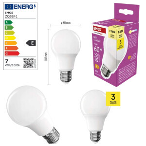 Emos Žárovka Led CLS A60 7W 806lm E27 WW (10/bal 20/krt)