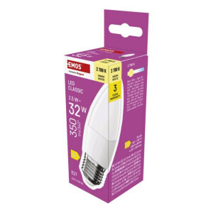 Emos žárovka led 2,5W(32W) candle E27 WW (10/bal 40/krt)