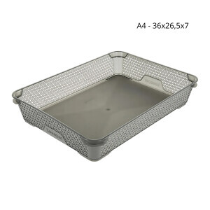 Mini košík A4 šedá 36x26,5x7(10/krt)