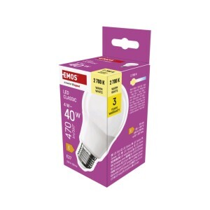 Emos žárovka led 4W(40W) E27 WW (10/bal 20/krt)