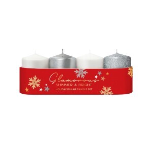 Bartek Svíčka adventní 50x70 4ks Glamorous stříbro MIX (12/krt)