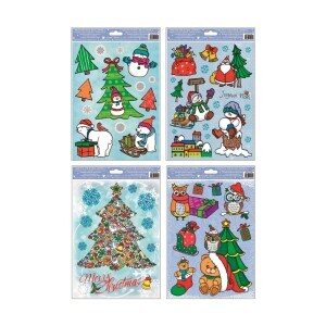 Vánoční Okenní fólie s glitrem Merry Christmas 30x20cm (96/bal 576/krt)