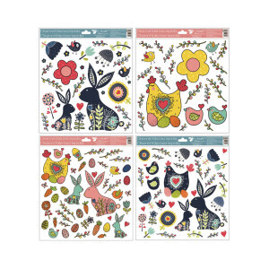 Velikonoční okenní fólie 30*33,5cm zajíc a slepice (72/bal 288/krt)